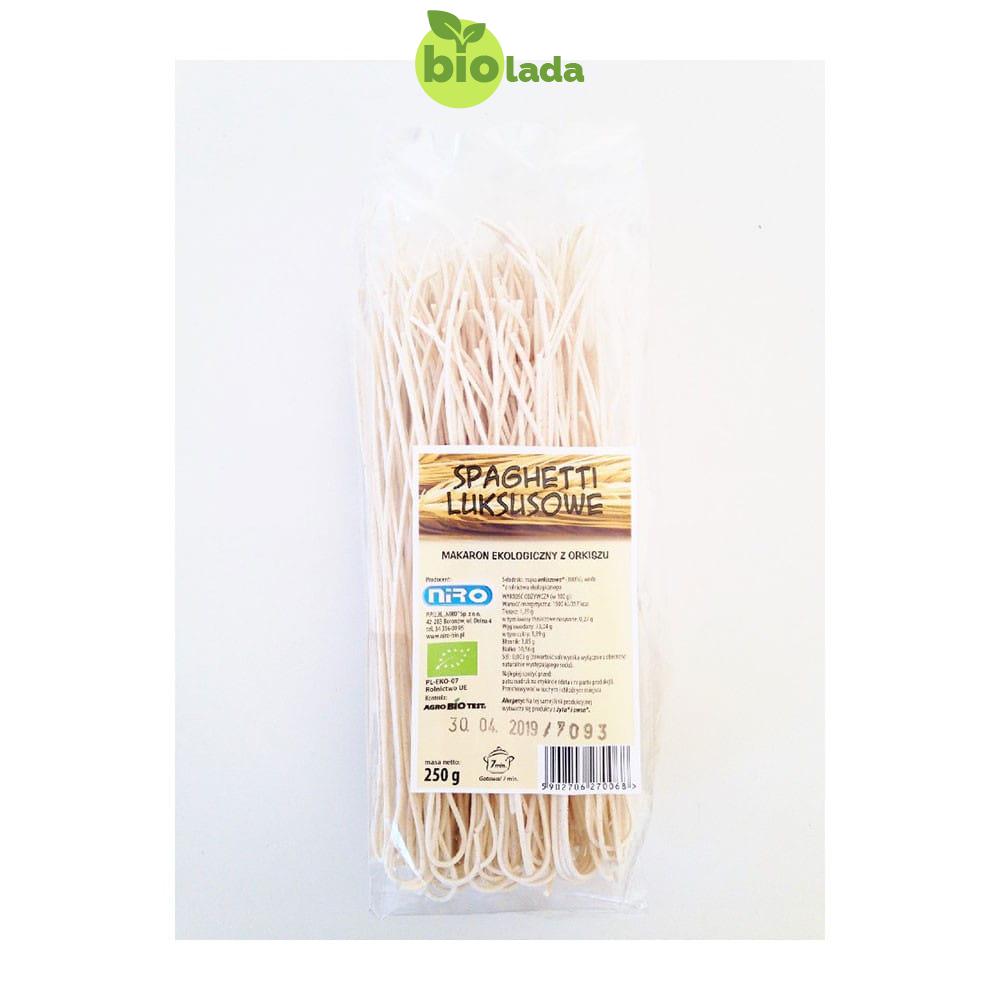 Bio Makaron pełnoziarnisty orkiszowy Spagetti luksusowe (400  g) Niro
