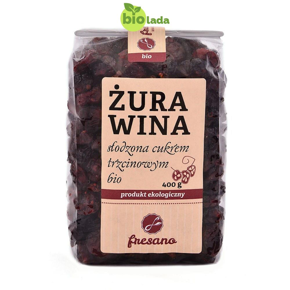 Żurawina słodzona sokiem jabłkowym BIO 400 g Fresano