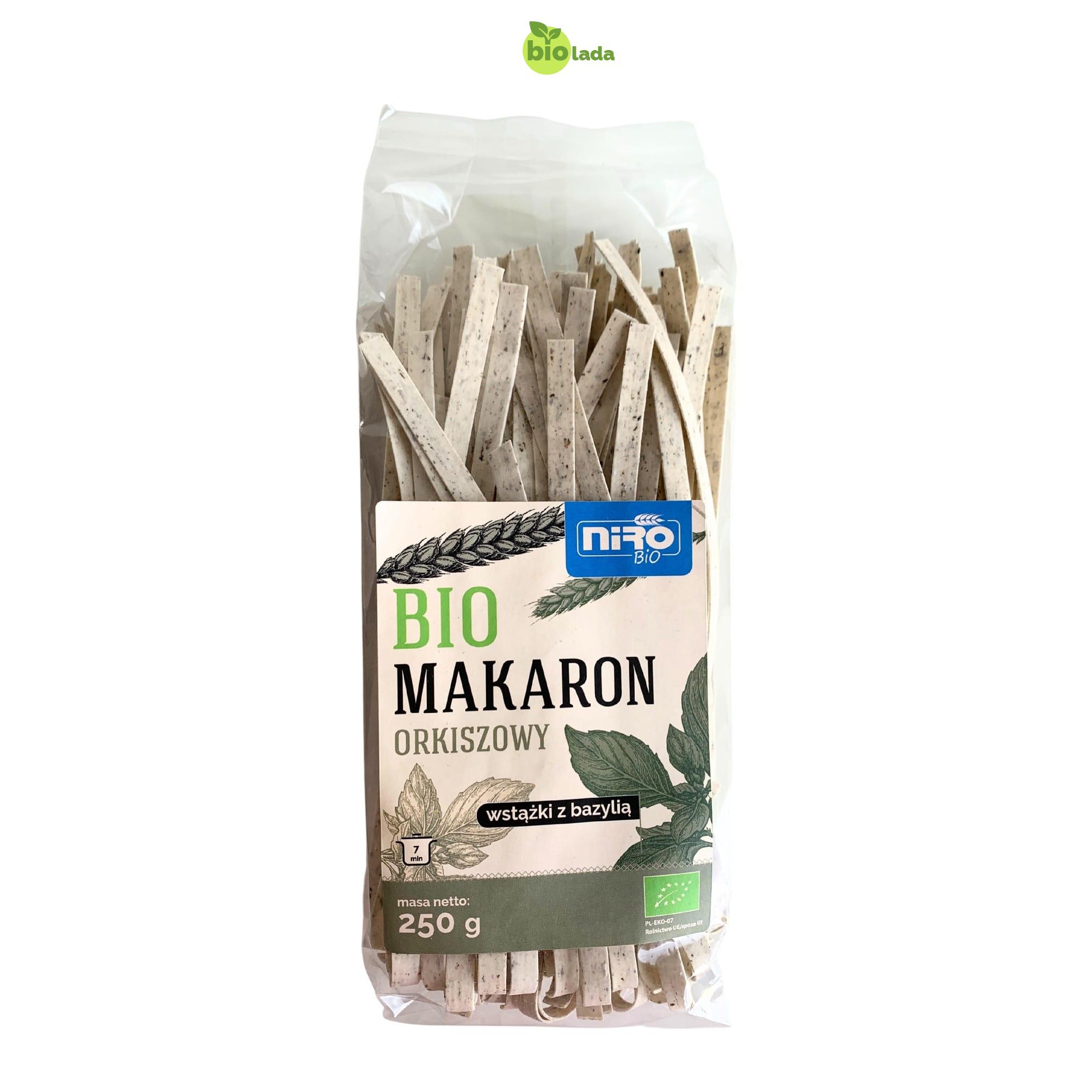 Bio Makaron orkiszowy WSTĄŻKI Z BAZYLIĄ (250  g) - Nowość