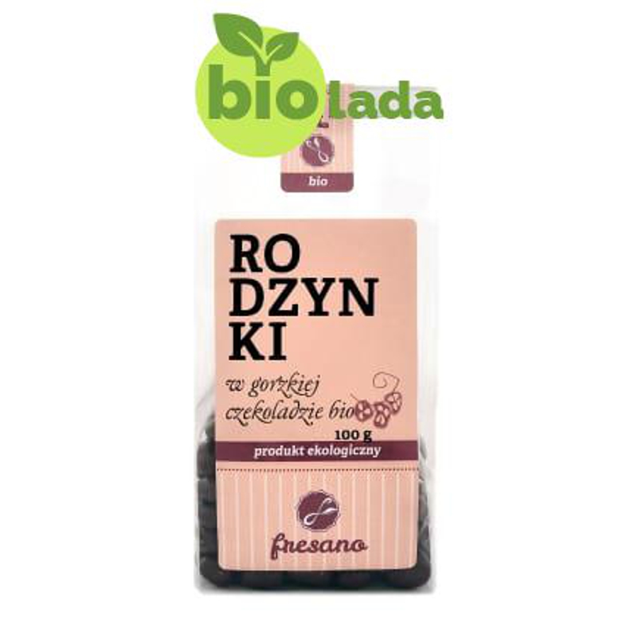 Rodzynki w gorzkiej czekoladzie BIO 100  g